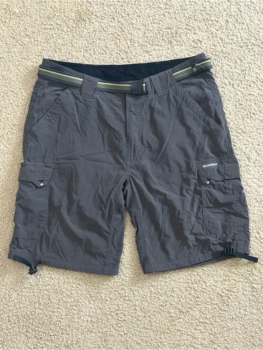ExOfficio Amphi Shorts Mens Size 32 Brown Belted Nylon Hiking Cargo 9.5